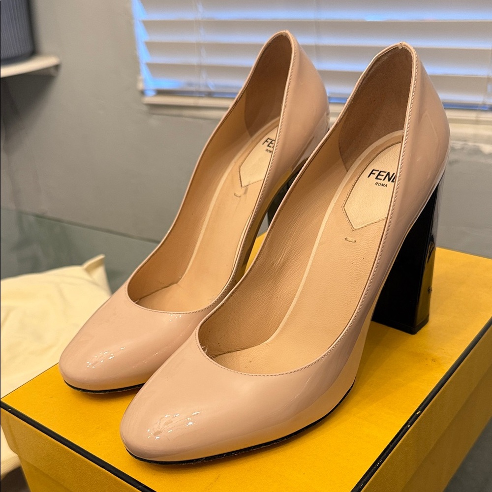 Fendi Women's Nude Patent Leather Heels